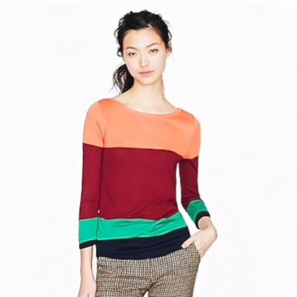 J. CREW Colorblock Knit 3/4 Sleeve Sweater - Picture 1 of 7
